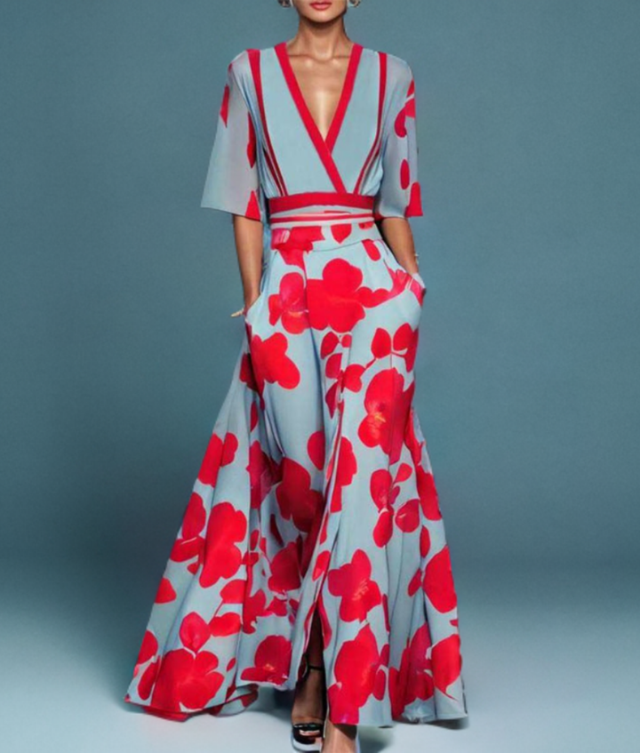 Lara – Floral Chiffon Wrap Maxi Dress