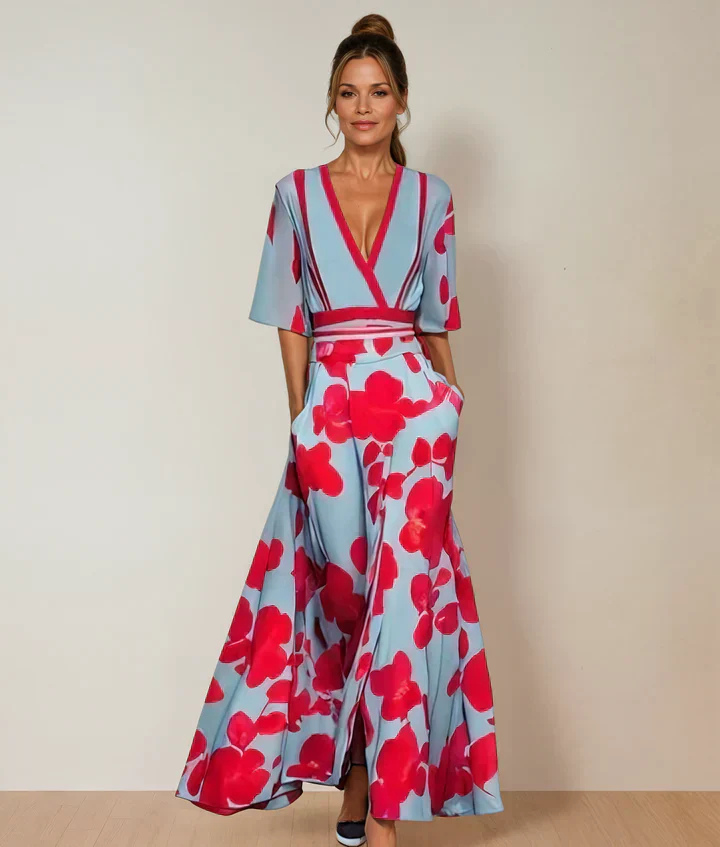 Lara – Floral Chiffon Wrap Maxi Dress