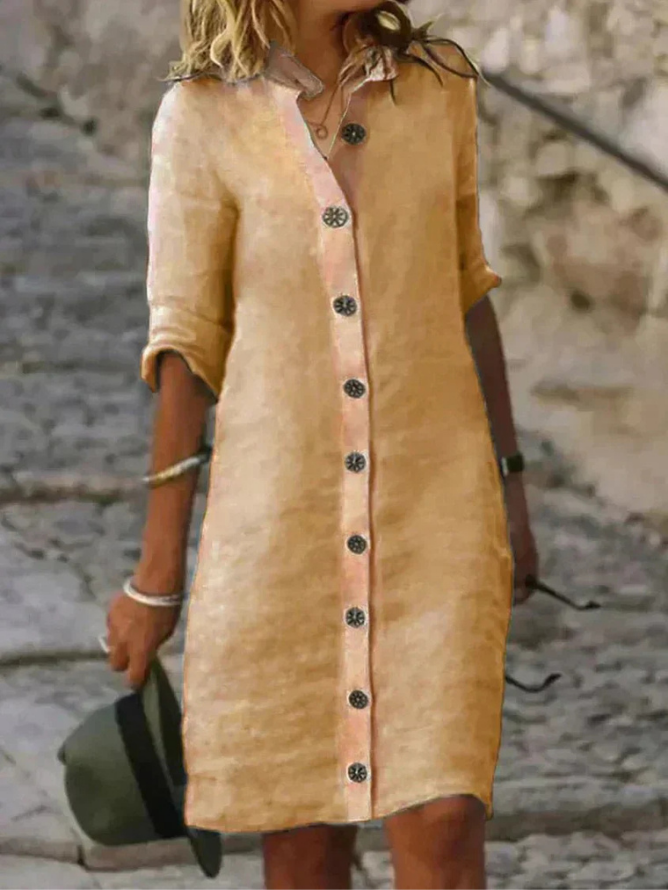 Tegan – Linen Shirt Dress with Collar and Buttons