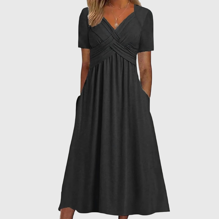 Annabel – Stretch V-Neck Wrap Midi Dress