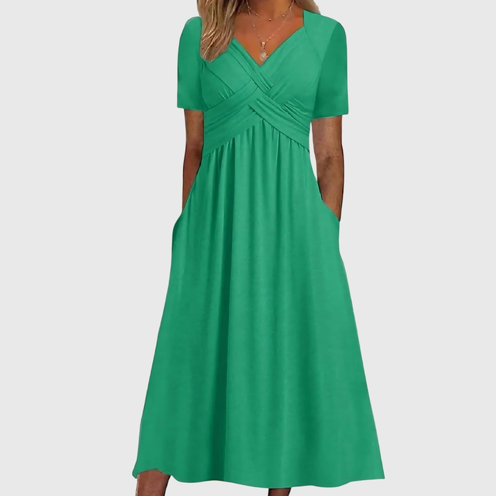 Annabel – Stretch V-Neck Wrap Midi Dress