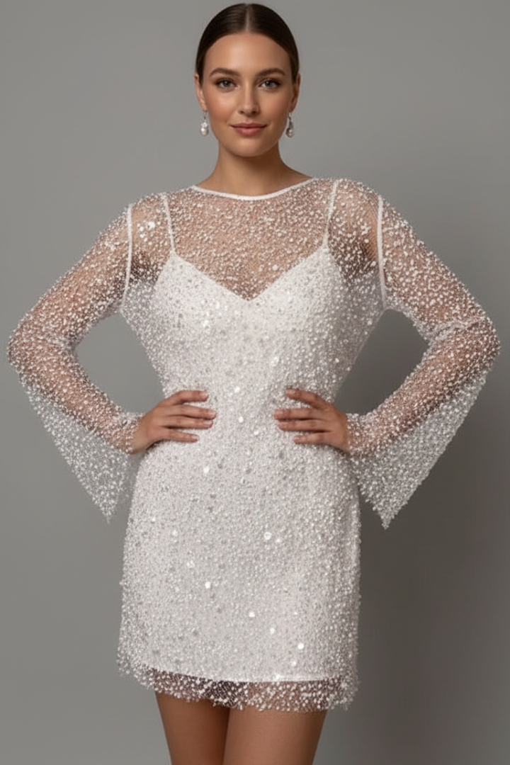 Annabel – Sleeveless Mini Dress with Sheer Mesh Overlay