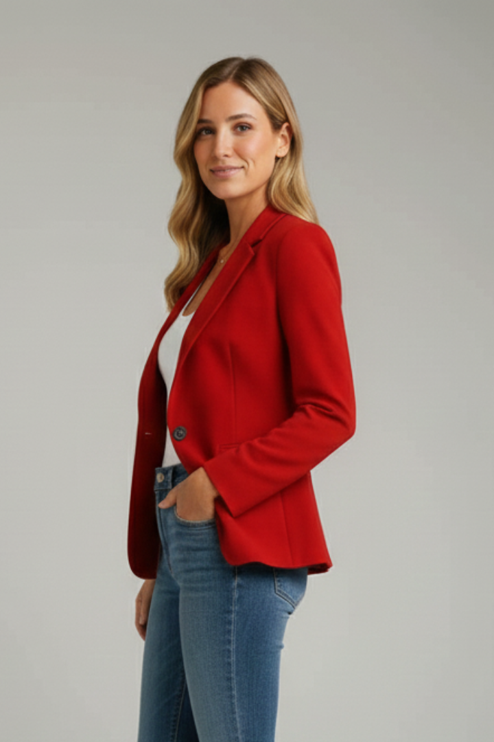 Nora – Tailored Blazer with Notch Lapel and Single Button Closure
