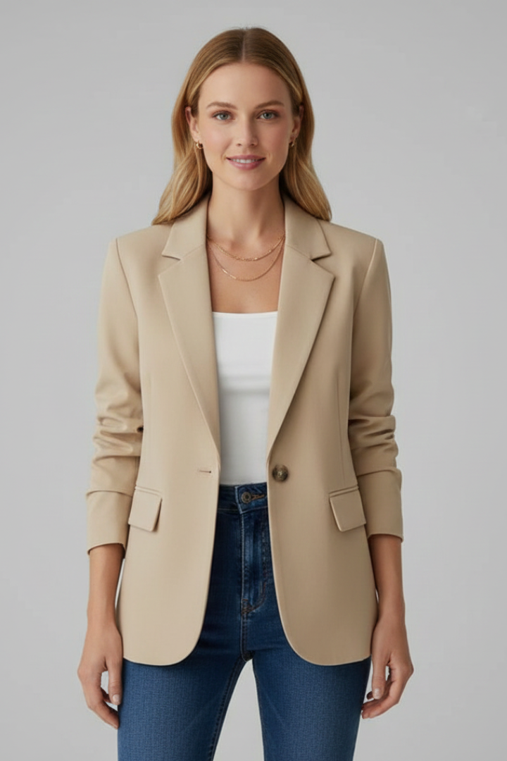 Nora – Tailored Blazer with Notch Lapel and Single Button Closure