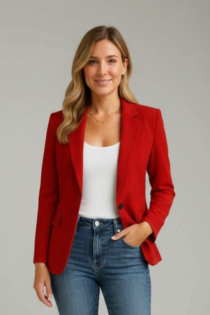Nora – Tailored Blazer with Notch Lapel and Single Button Closure