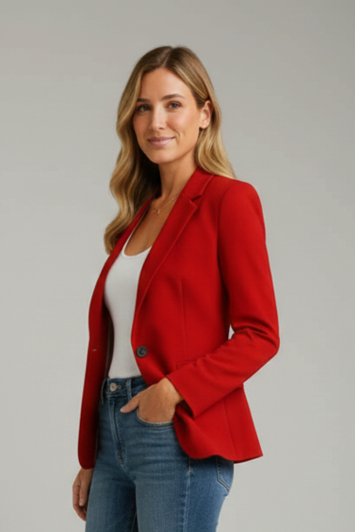 Nora – Tailored Blazer with Notch Lapel and Single Button Closure
