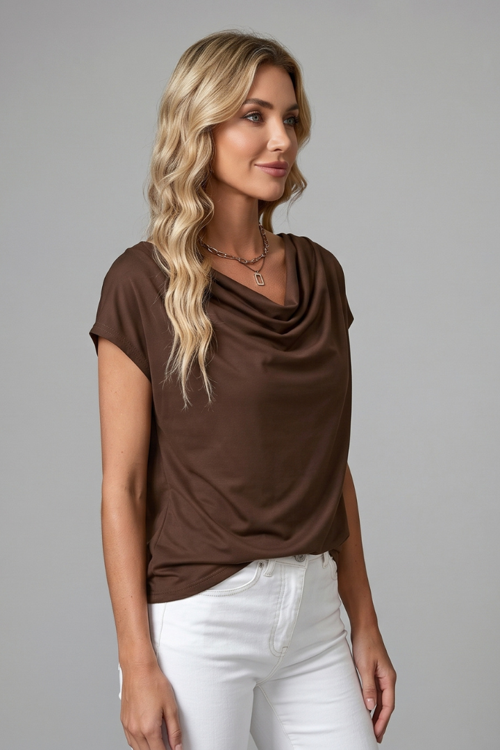 Isla – Draped Front Cowl Neck Blouse
