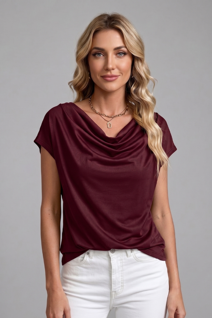 Isla – Draped Front Cowl Neck Blouse
