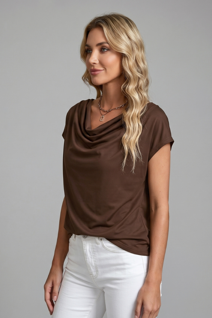 Isla – Draped Front Cowl Neck Blouse