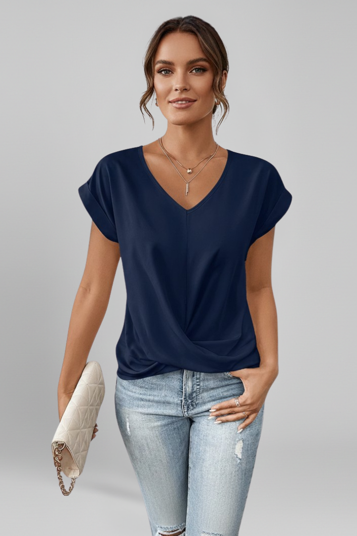 Daphne – V-Neck Short Sleeve Women’s Blouse