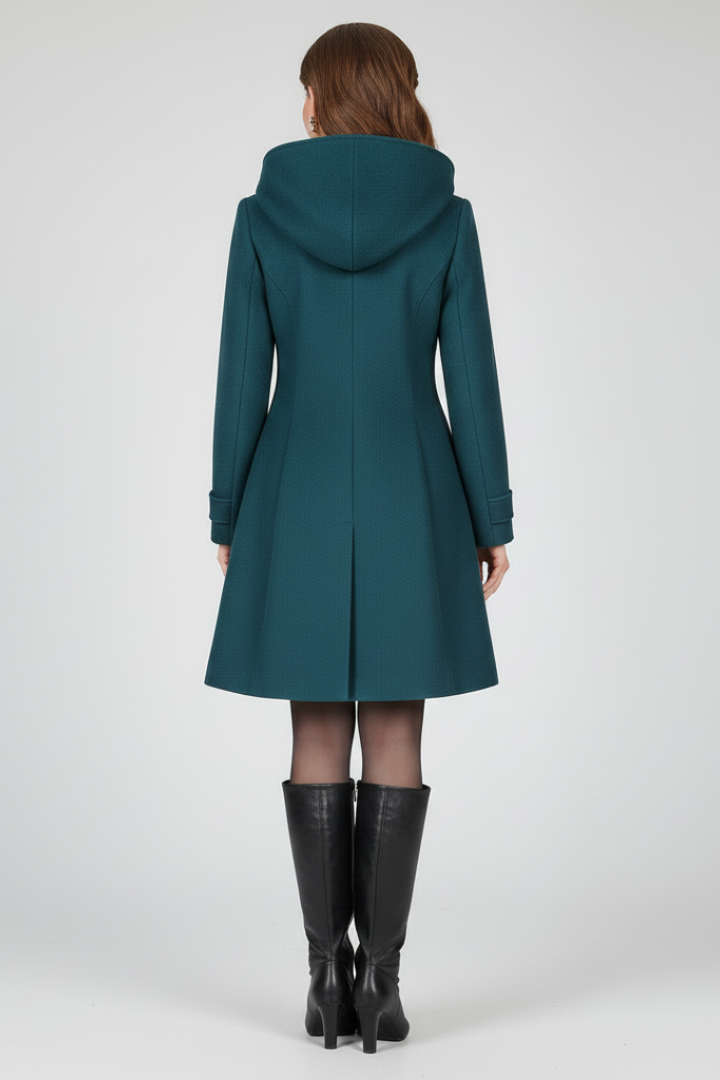Daphne – Hooded Coat with Double Button Detail