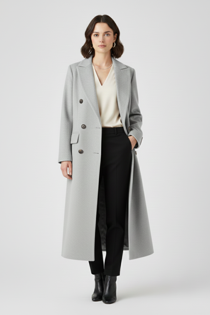 Felicity – Tailored Coat with Notched Collar and Buttons