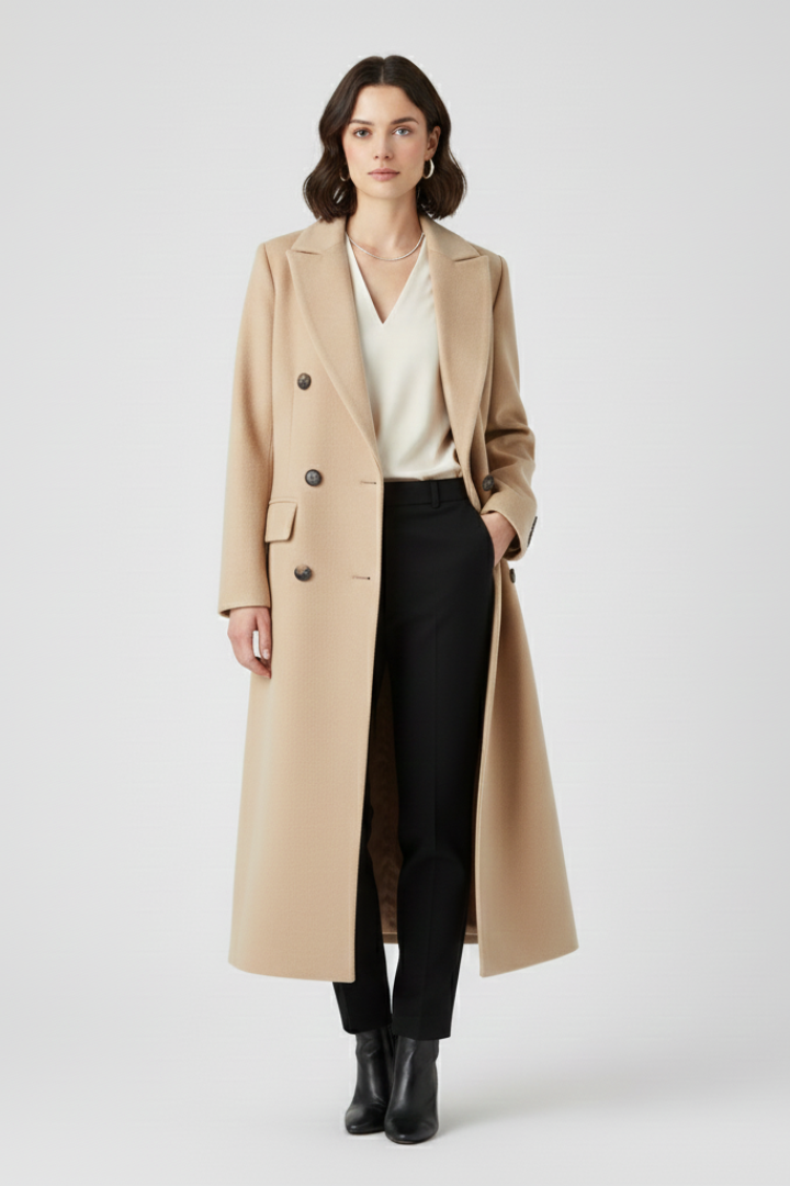 Felicity – Tailored Coat with Notched Collar and Buttons