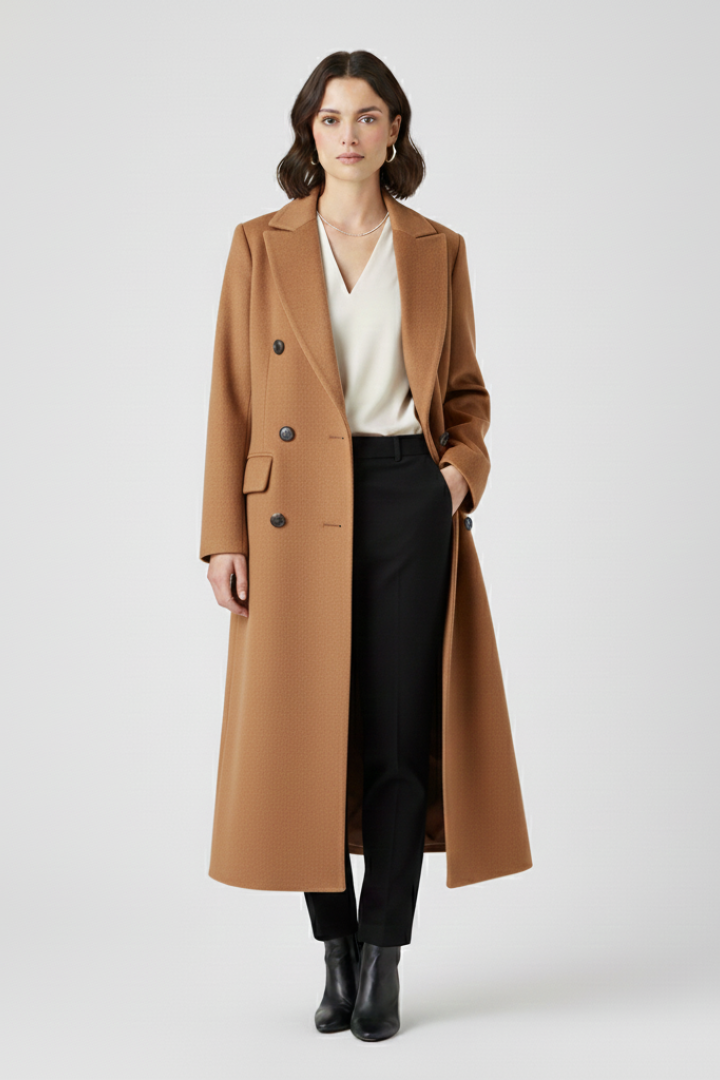 Felicity – Tailored Coat with Notched Collar and Buttons