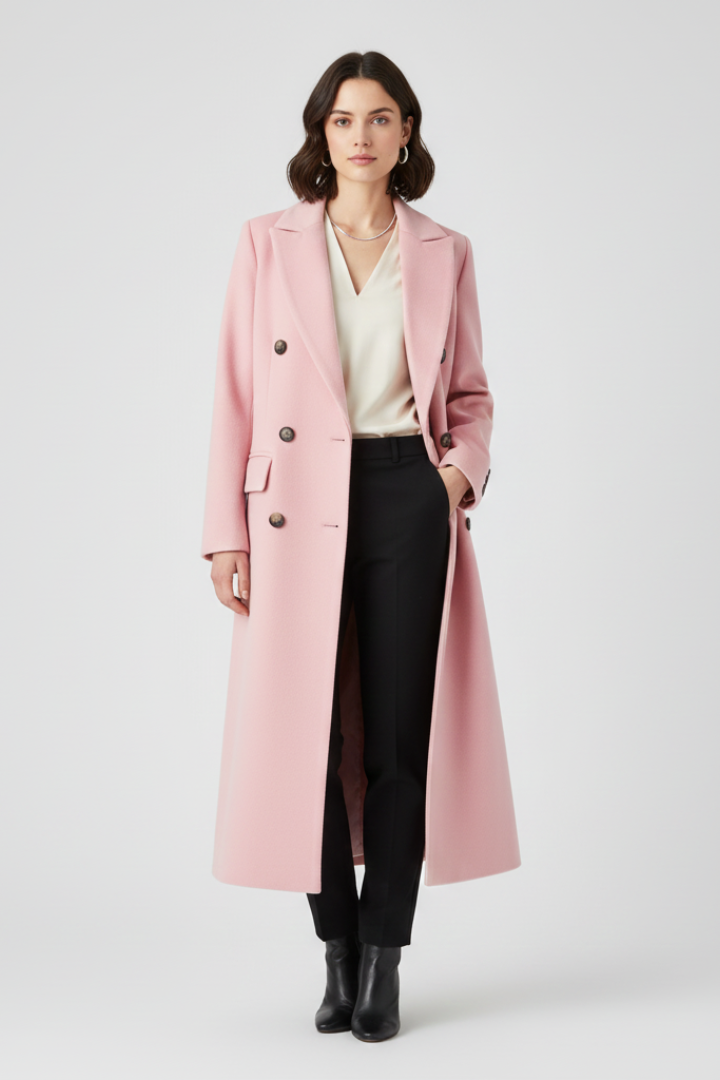 Felicity – Tailored Coat with Notched Collar and Buttons