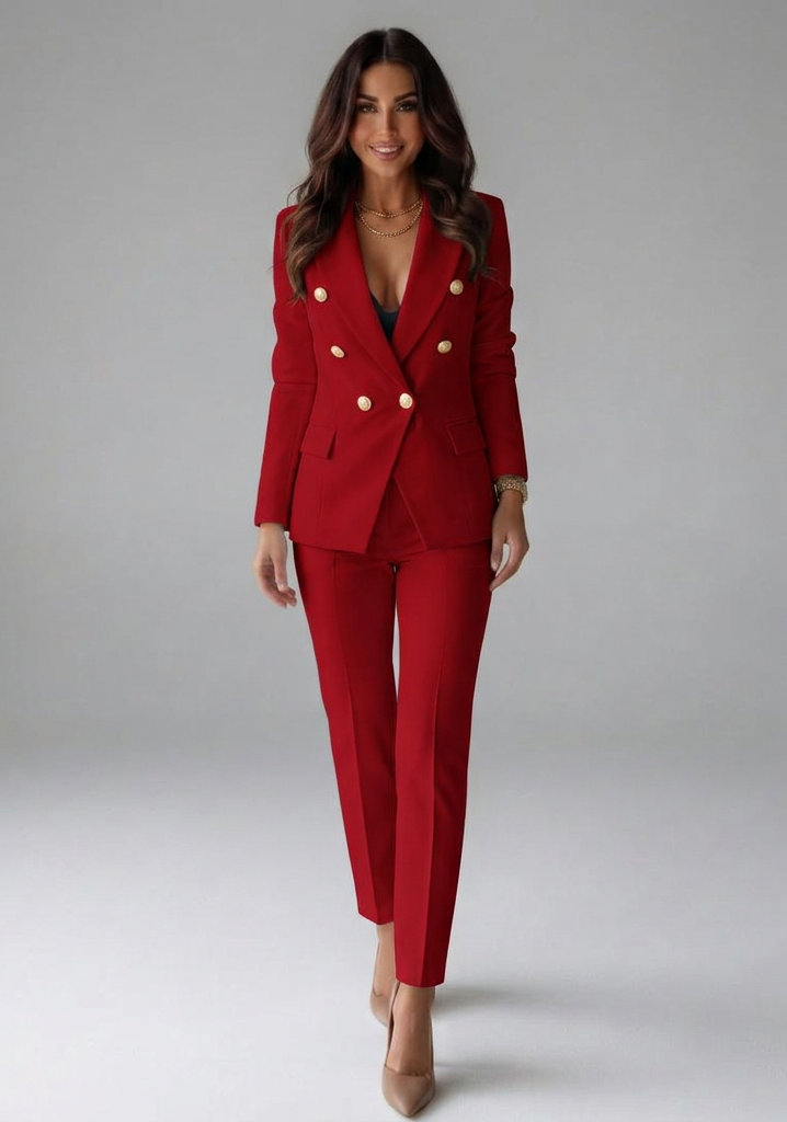 Adele – Tailored Double-Breasted Office Blazer Set