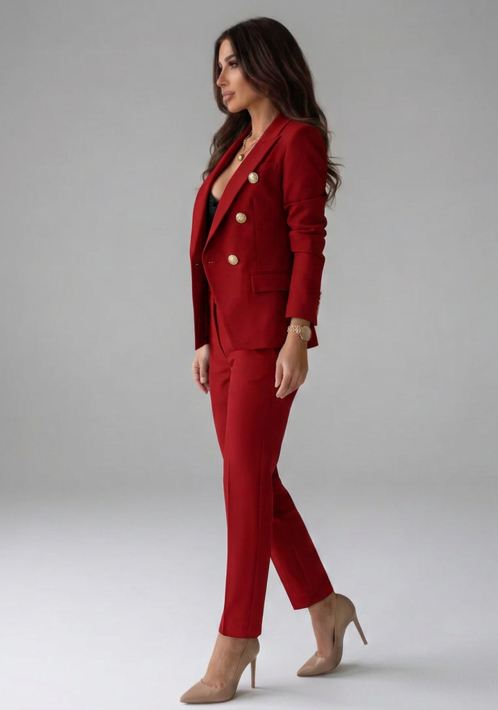 Adele – Tailored Double-Breasted Office Blazer Set