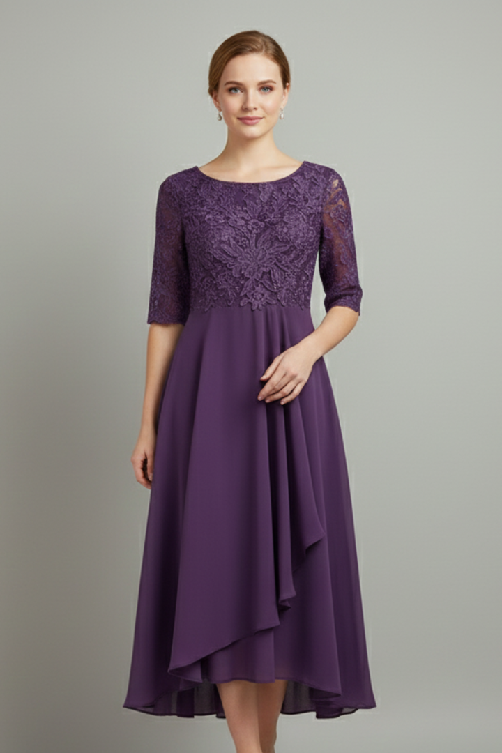 Sienna – Short Sleeve Dress with Round Neckline