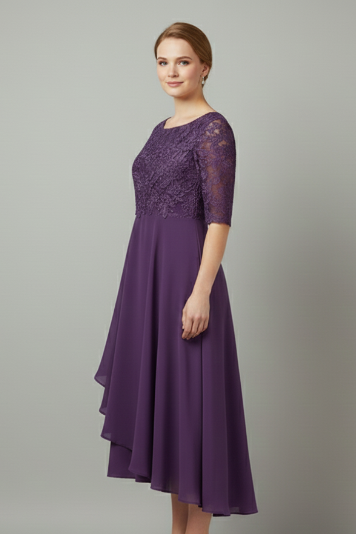 Sienna – Short Sleeve Dress with Round Neckline