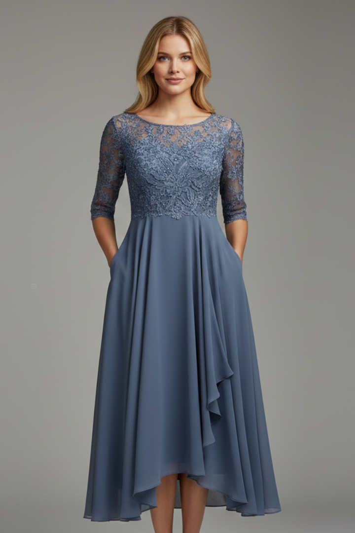 Sienna – Short Sleeve Dress with Round Neckline