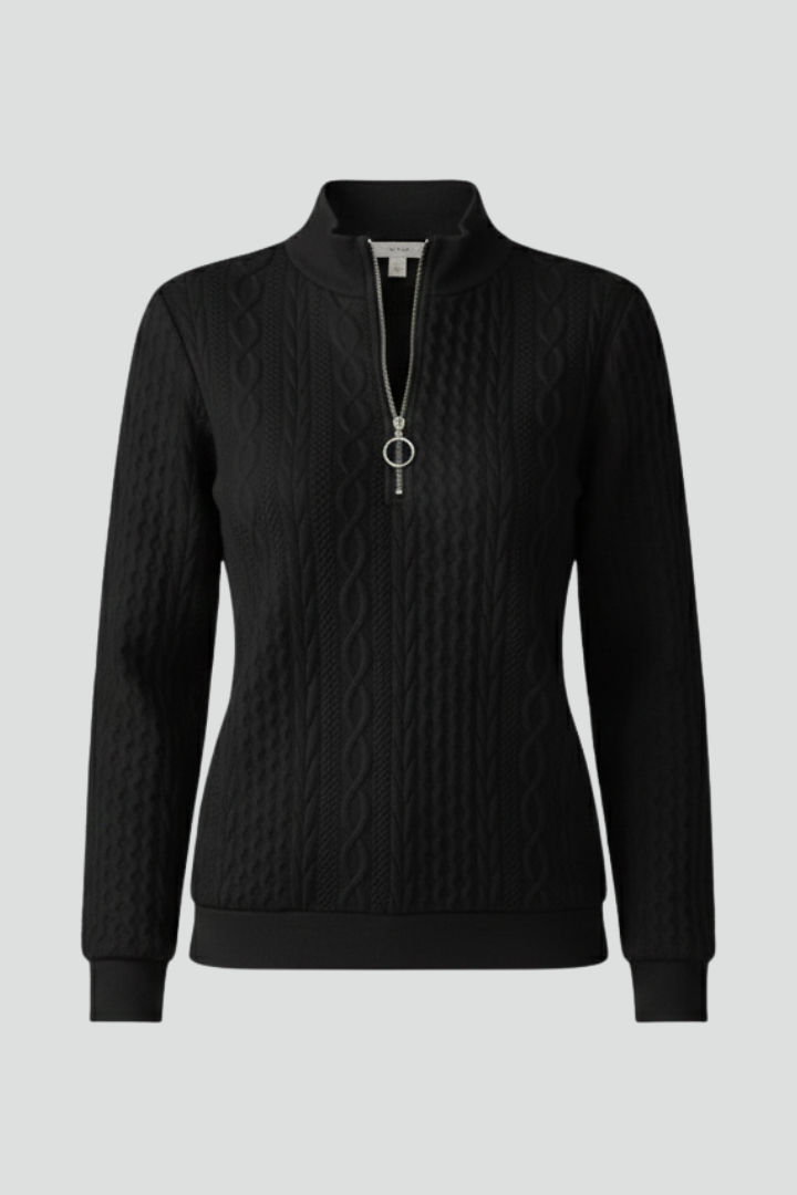 Nina – Zip Neck Cable Knit Jumper