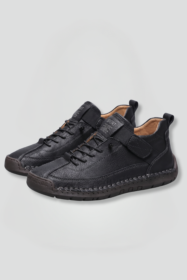 Alyssa – Leather Trainers with Stretch Panels and EVA Sole