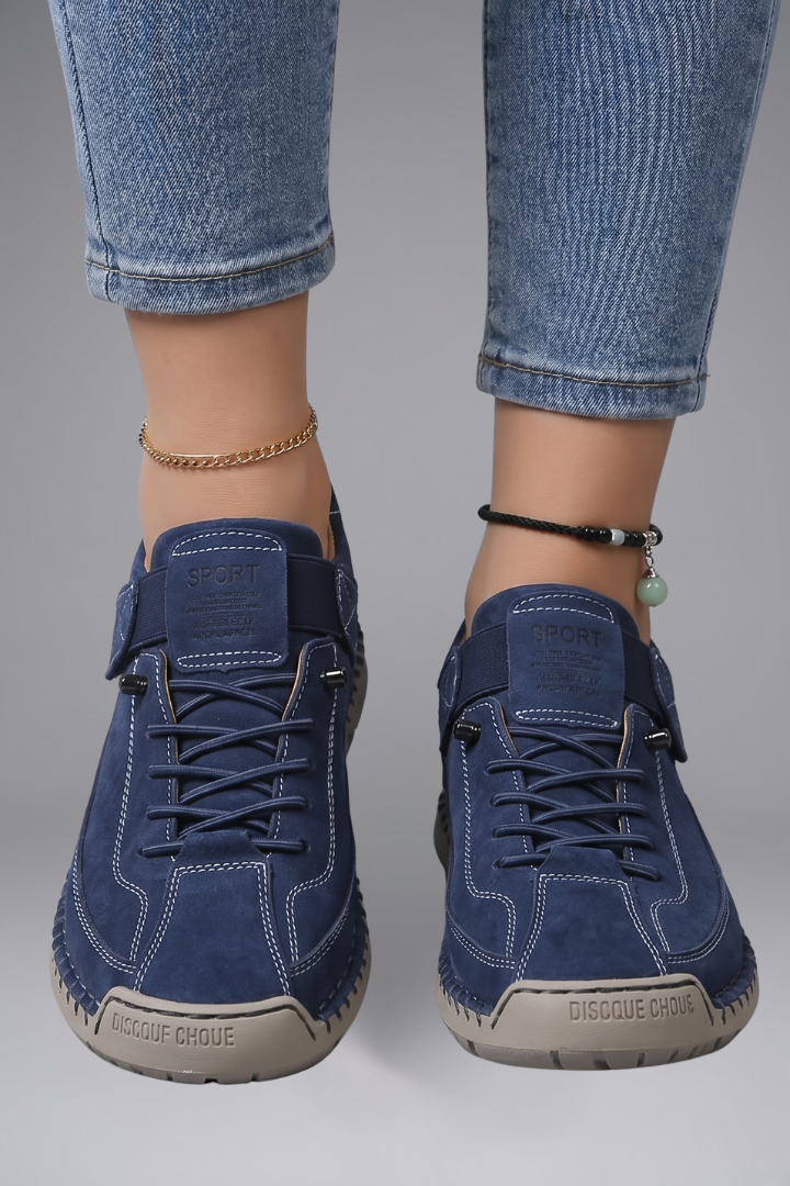 Alyssa – Leather Trainers with Stretch Panels and EVA Sole