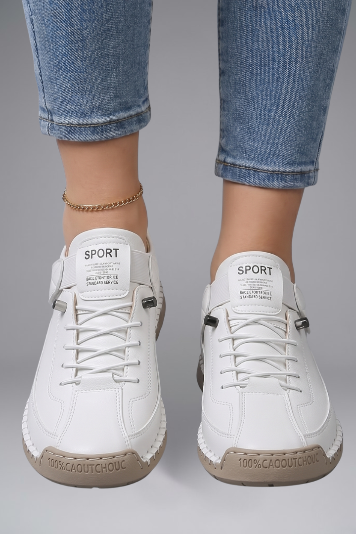 Alyssa – Leather Trainers with Stretch Panels and EVA Sole