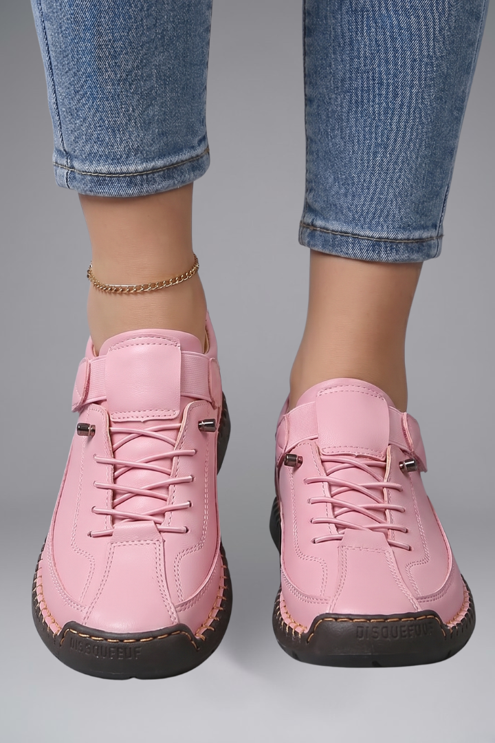 Alyssa – Leather Trainers with Stretch Panels and EVA Sole