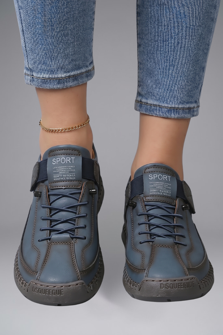 Alyssa – Leather Trainers with Stretch Panels and EVA Sole