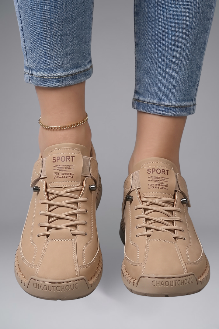 Alyssa – Leather Trainers with Stretch Panels and EVA Sole