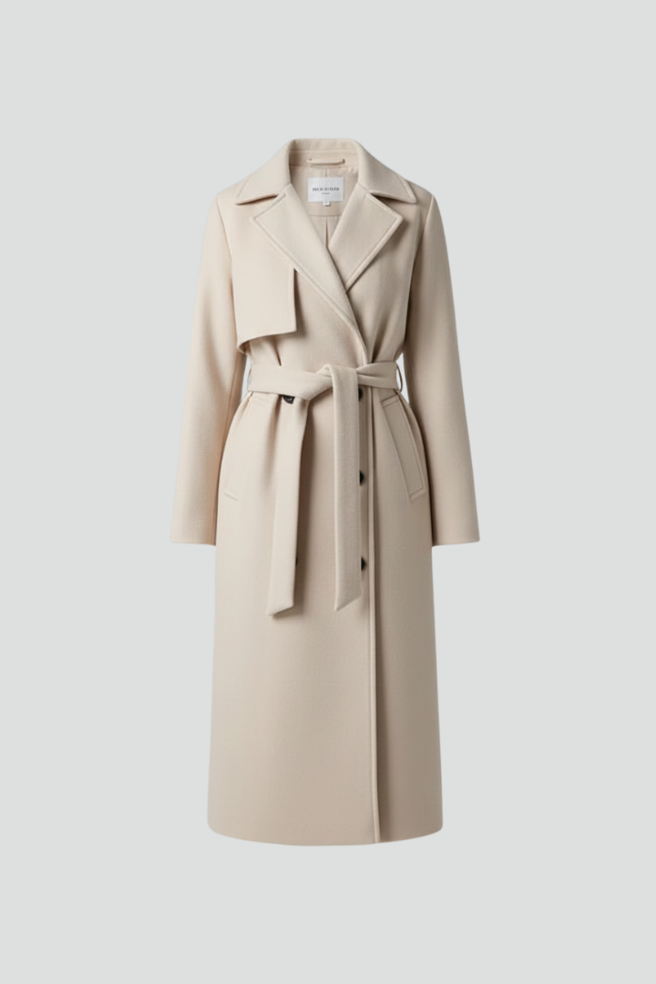 Isla – Belted Double-Breasted Long Coat