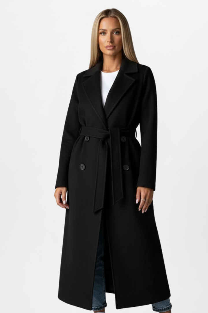Isla – Belted Double-Breasted Long Coat