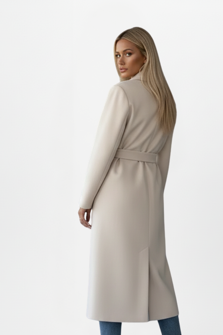 Isla – Belted Double-Breasted Long Coat