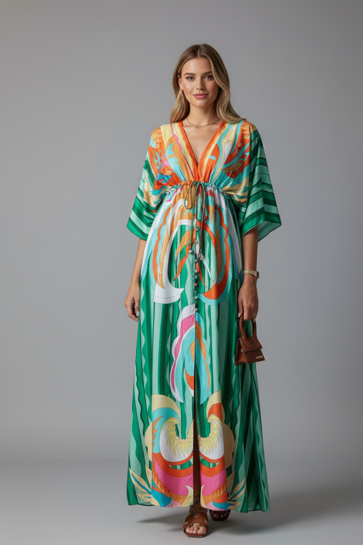 Annabel – Tie-Waist V-Neck Maxi Dress