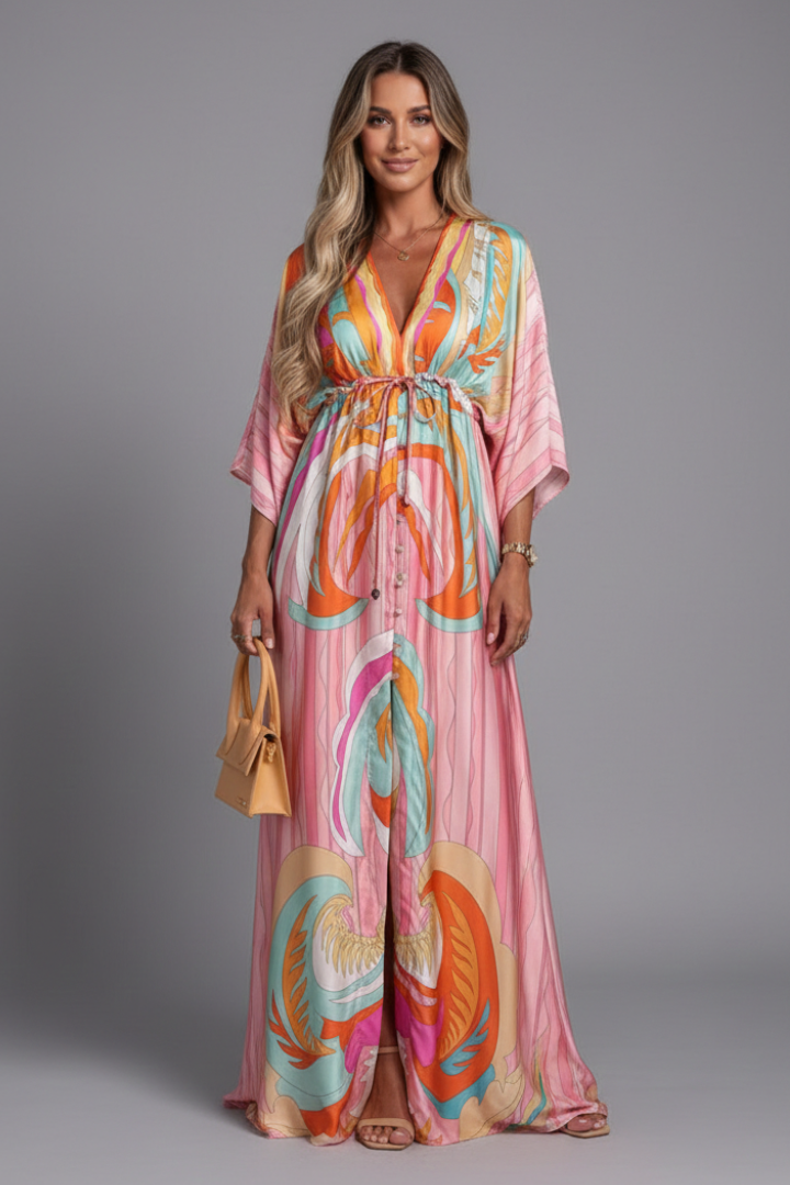 Annabel – Tie-Waist V-Neck Maxi Dress