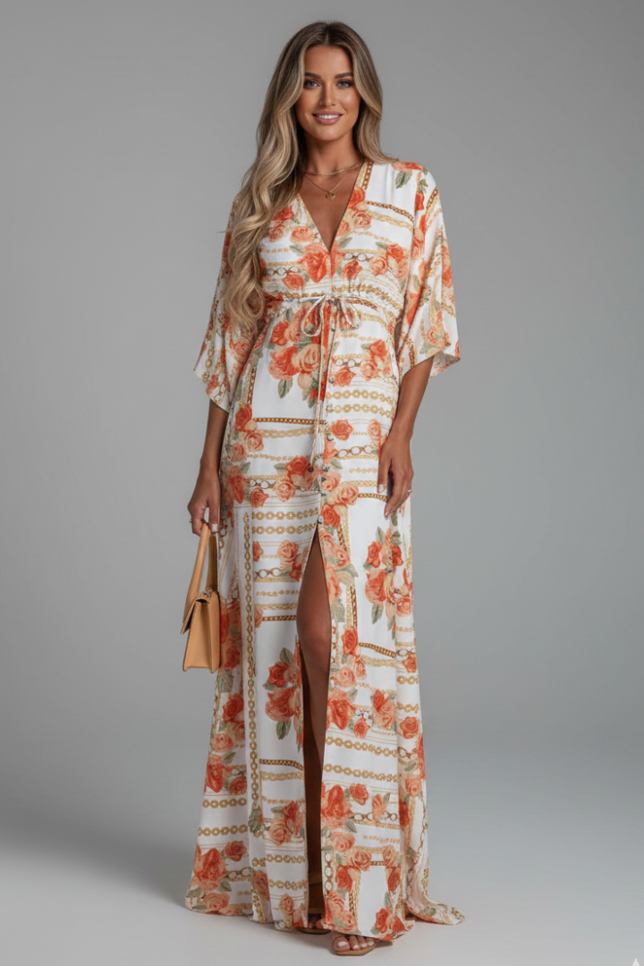 Annabel – Tie-Waist V-Neck Maxi Dress