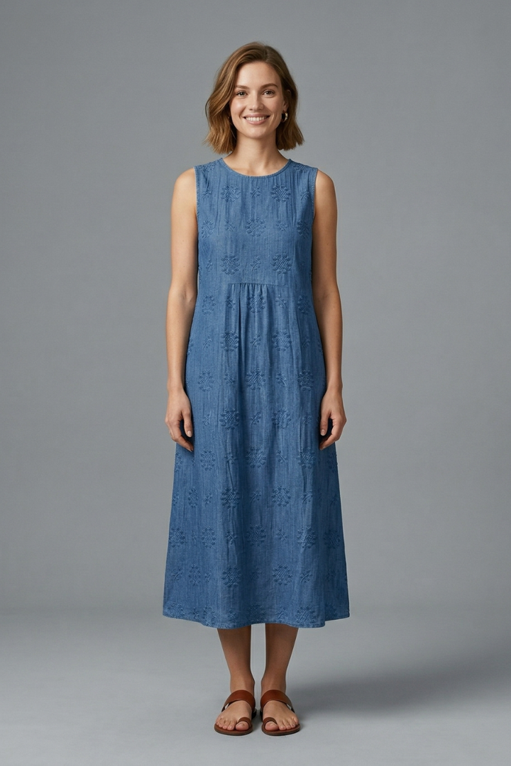 Darcy – Sleeveless Round Neck Midi Dress