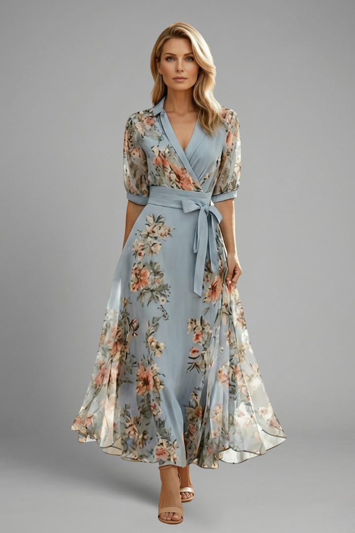 Adele – V-Neck Floral Print Midi Dress