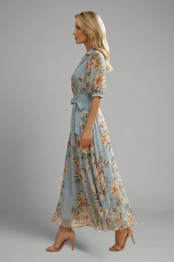 Adele – V-Neck Floral Print Midi Dress