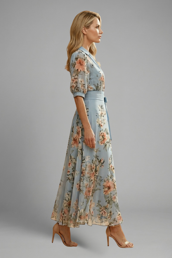Adele – V-Neck Floral Print Midi Dress