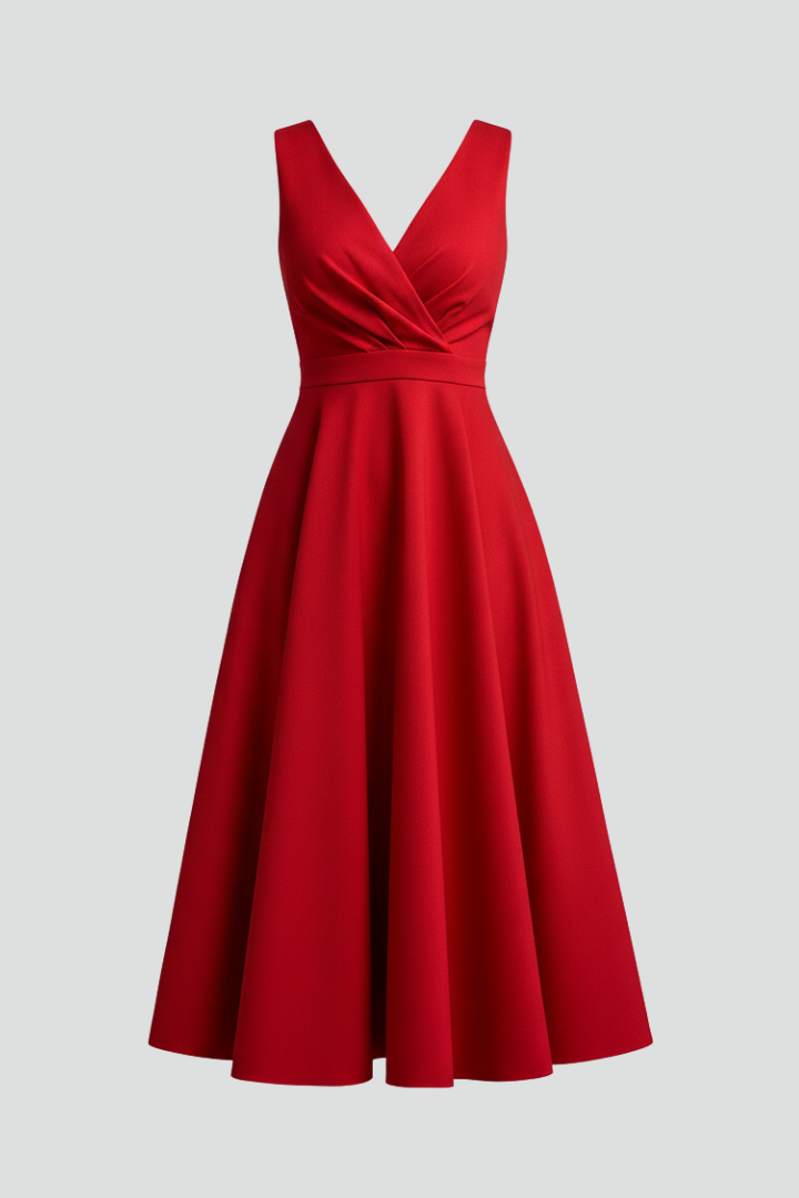 Daphne – V-Neck Zip-Back Midi Dress