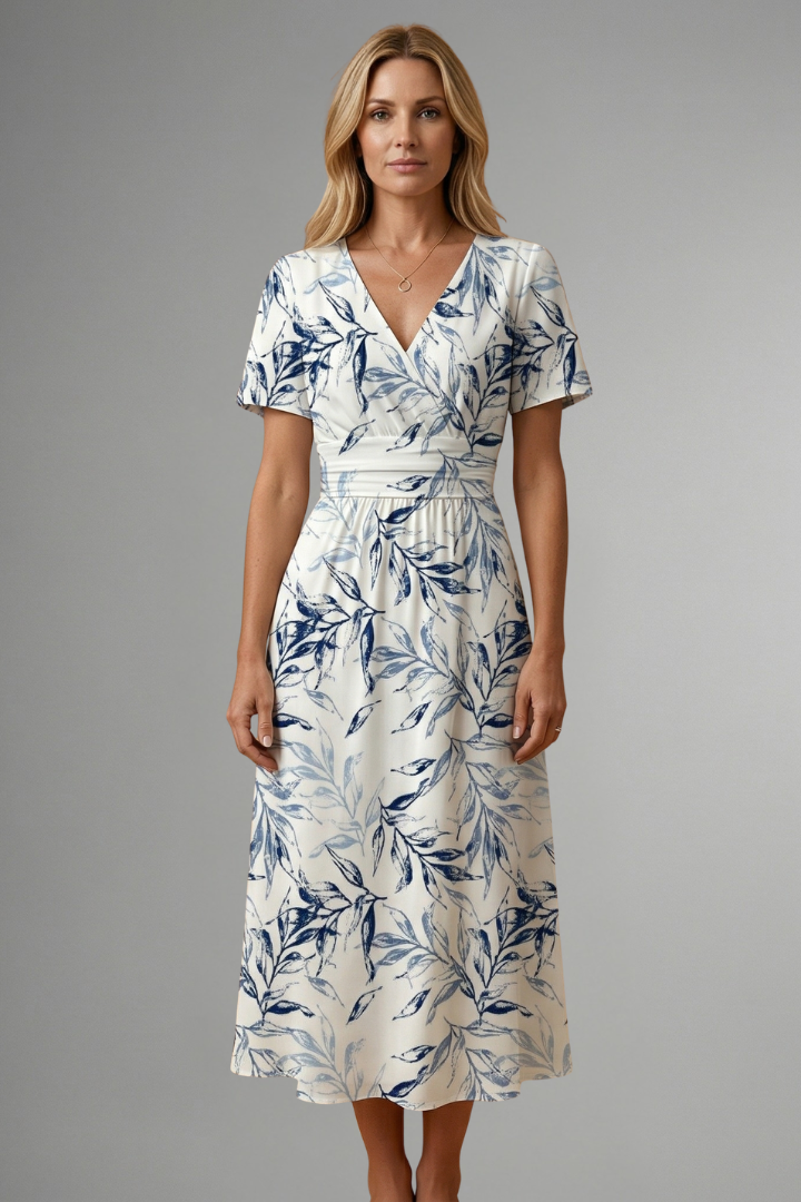 Isla – V-Neck Floral Print Midi Dress
