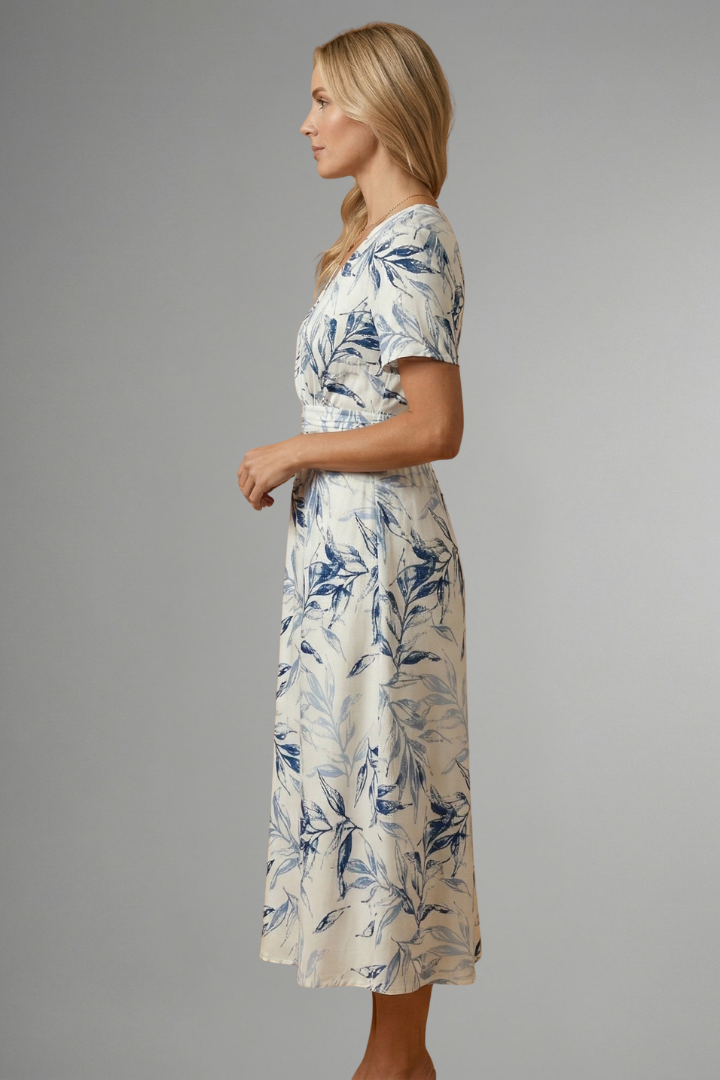 Isla – V-Neck Floral Print Midi Dress