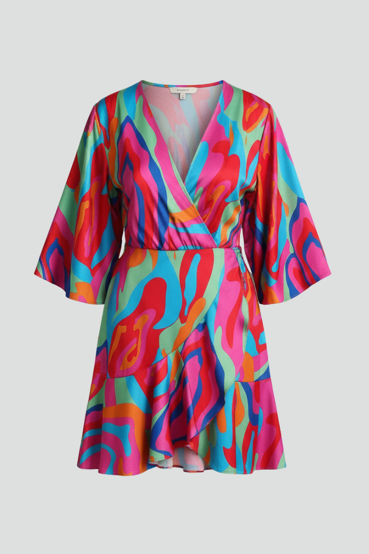 Daphne – Batwing Sleeve Mini Dress with Waist Tie
