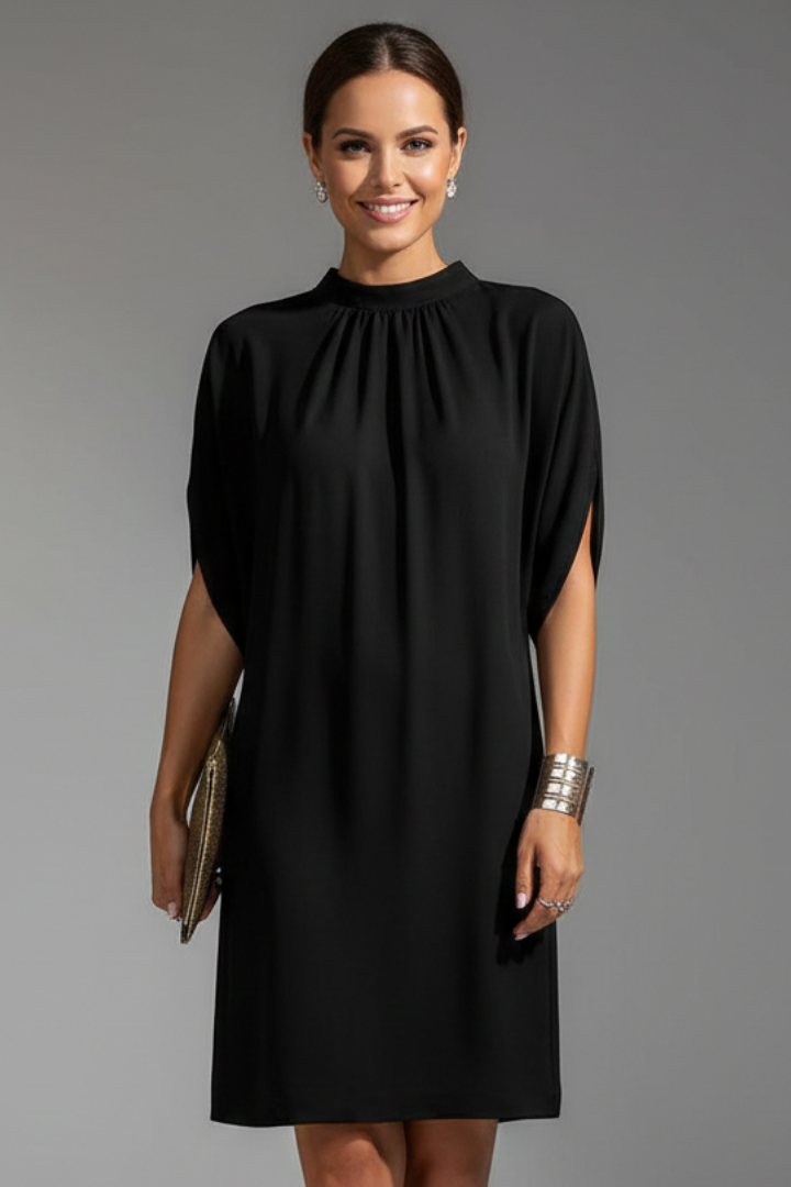 Isla – Mini Dress with Mock Neck and Sleeve Slits