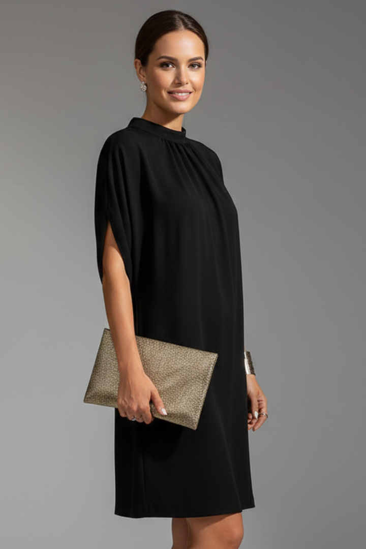 Isla – Mini Dress with Mock Neck and Sleeve Slits