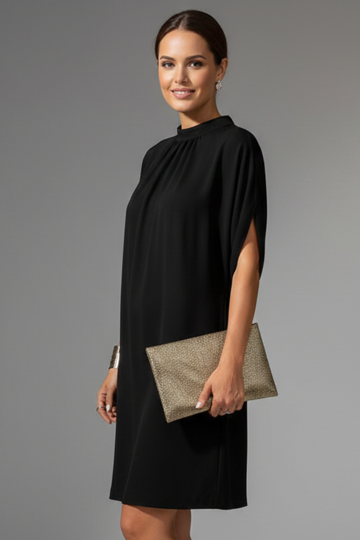 Isla – Mini Dress with Mock Neck and Sleeve Slits