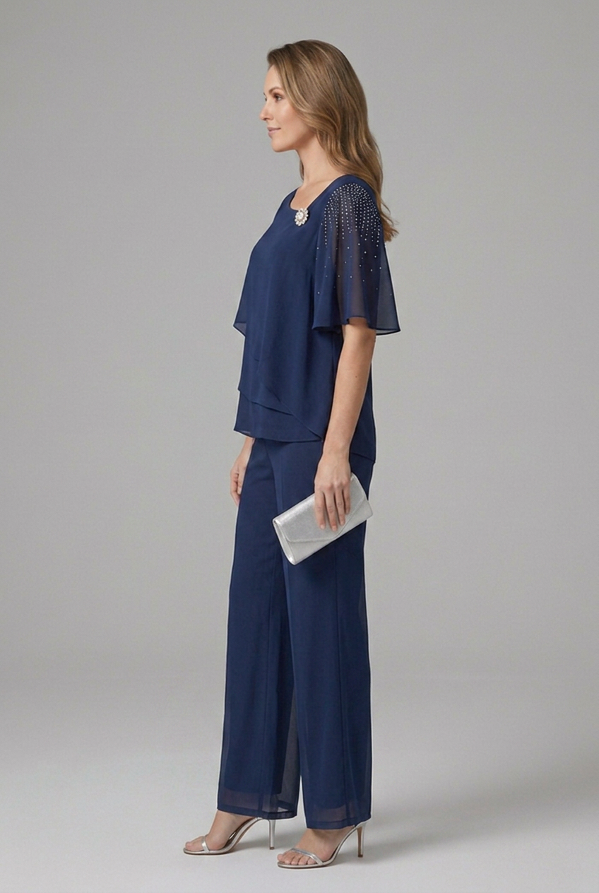 Aria – Layered Top and Straight Leg Trousers Set