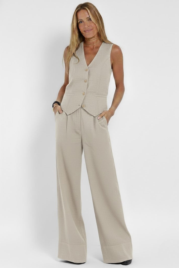Callie – V-Neck Waistcoat and Pants Set